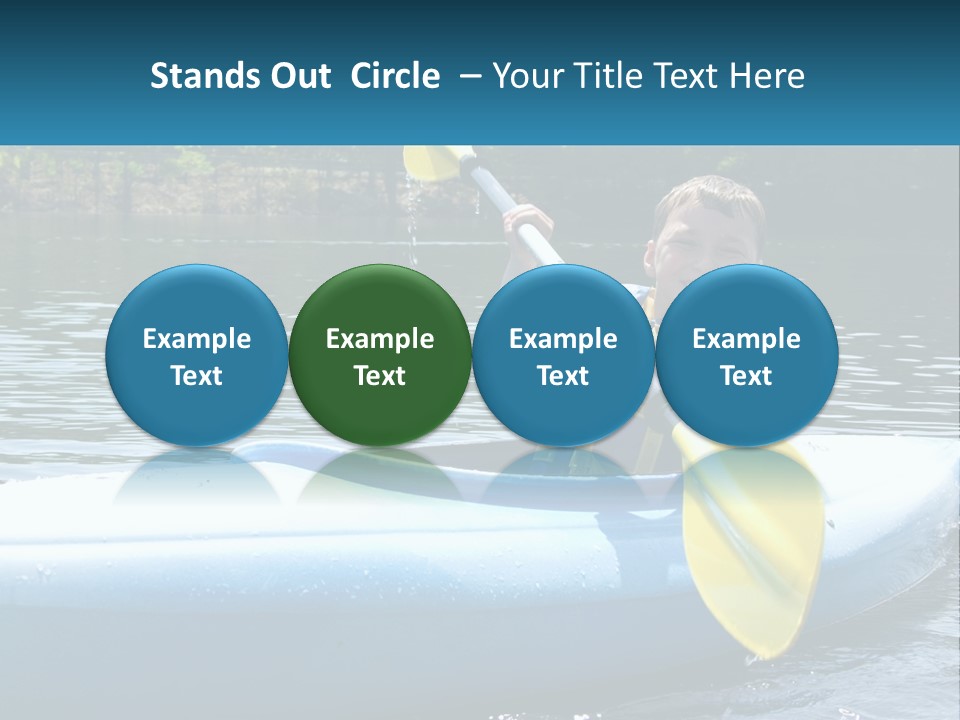 A Young Boy In A Blue Kayak With A Yellow Oar PowerPoint Template