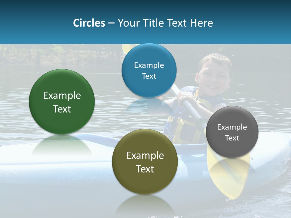 A Young Boy In A Blue Kayak With A Yellow Oar PowerPoint Template