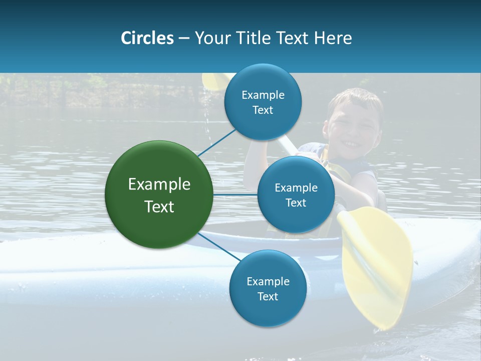 A Young Boy In A Blue Kayak With A Yellow Oar PowerPoint Template