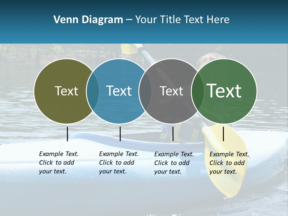 A Young Boy In A Blue Kayak With A Yellow Oar PowerPoint Template