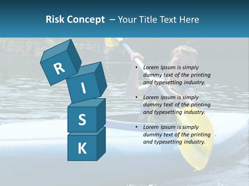 A Young Boy In A Blue Kayak With A Yellow Oar PowerPoint Template
