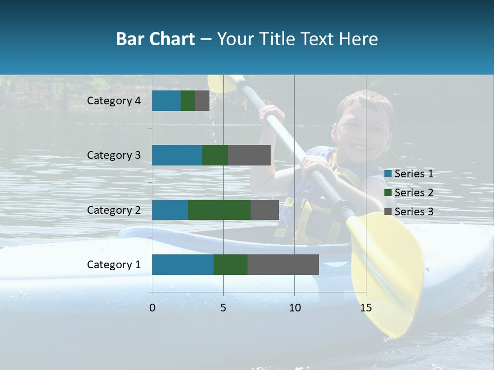 A Young Boy In A Blue Kayak With A Yellow Oar PowerPoint Template