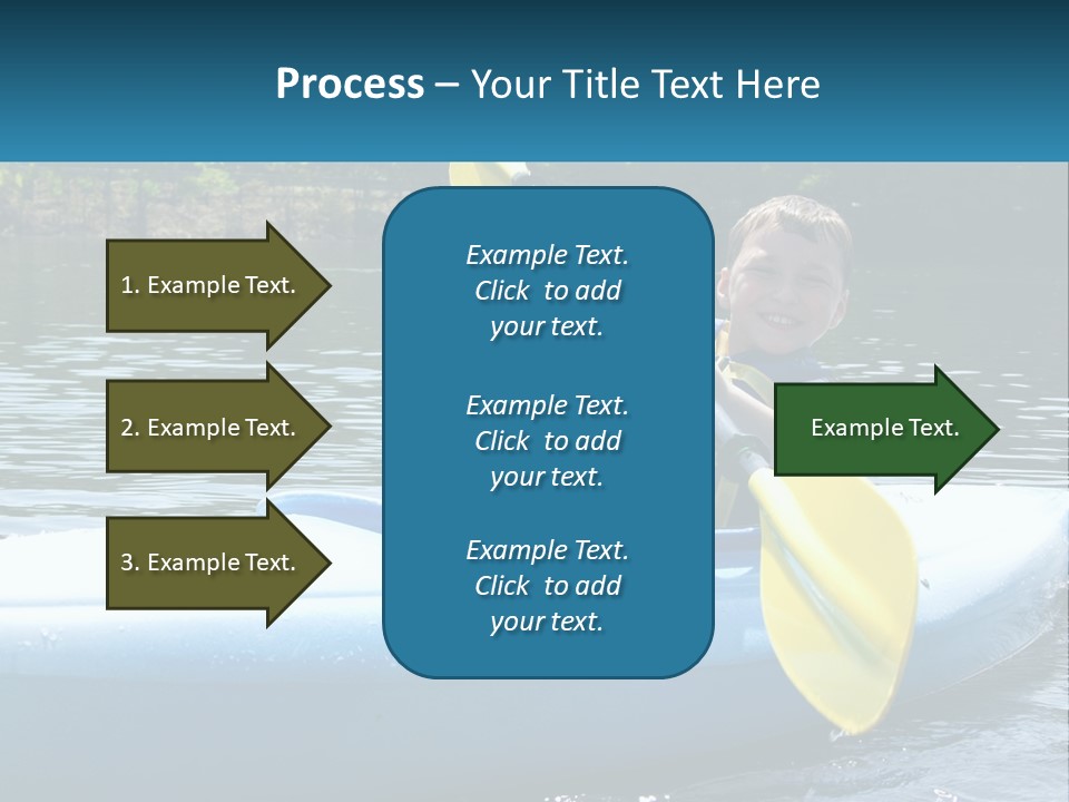 A Young Boy In A Blue Kayak With A Yellow Oar PowerPoint Template