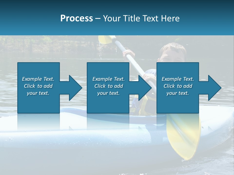 A Young Boy In A Blue Kayak With A Yellow Oar PowerPoint Template