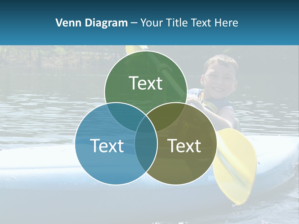 A Young Boy In A Blue Kayak With A Yellow Oar PowerPoint Template