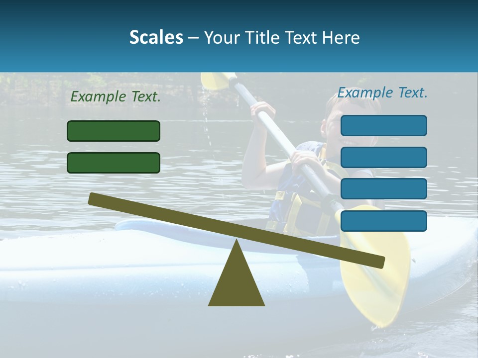 A Young Boy In A Blue Kayak With A Yellow Oar PowerPoint Template