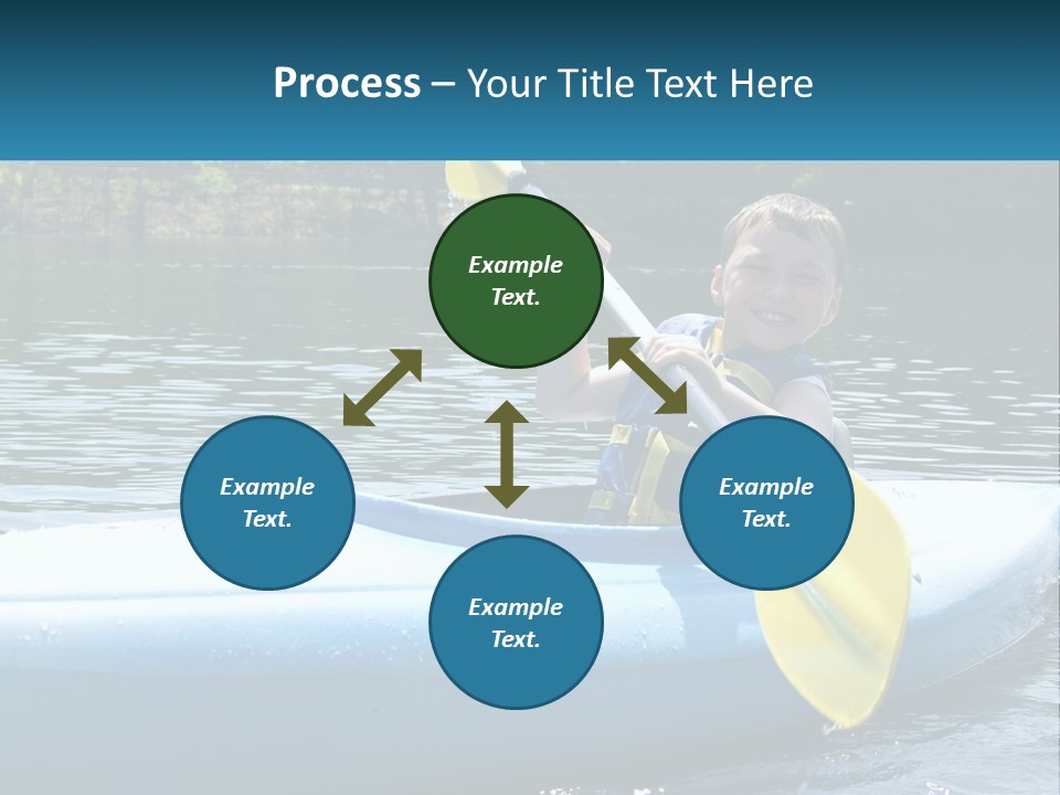 A Young Boy In A Blue Kayak With A Yellow Oar PowerPoint Template