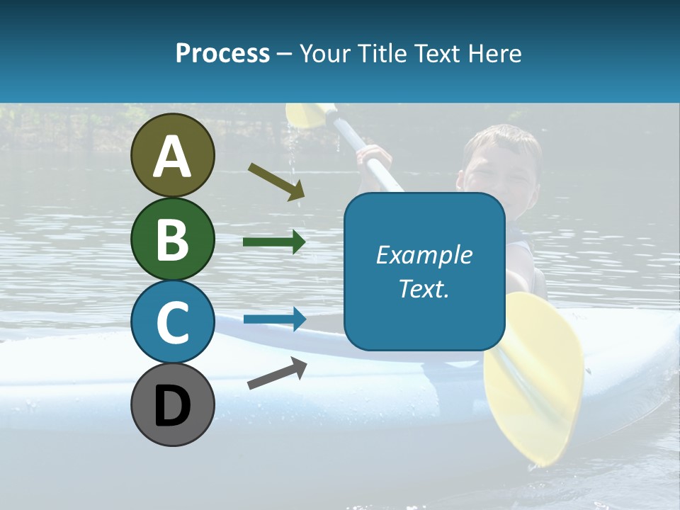 A Young Boy In A Blue Kayak With A Yellow Oar PowerPoint Template