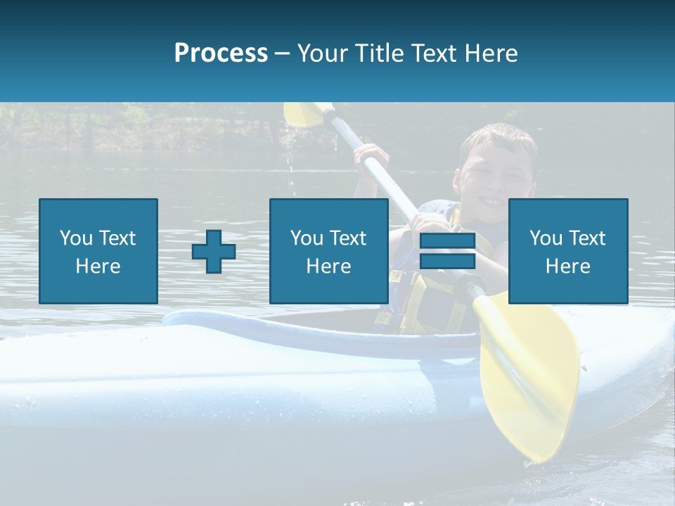 A Young Boy In A Blue Kayak With A Yellow Oar PowerPoint Template