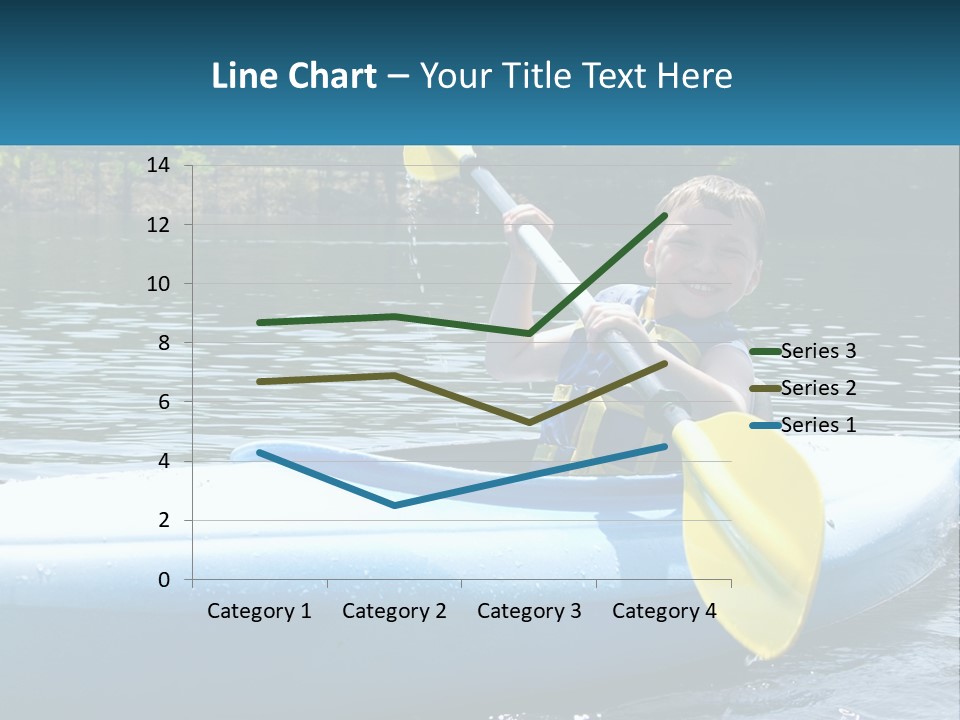 A Young Boy In A Blue Kayak With A Yellow Oar PowerPoint Template