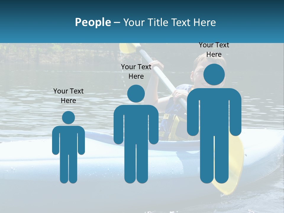 A Young Boy In A Blue Kayak With A Yellow Oar PowerPoint Template
