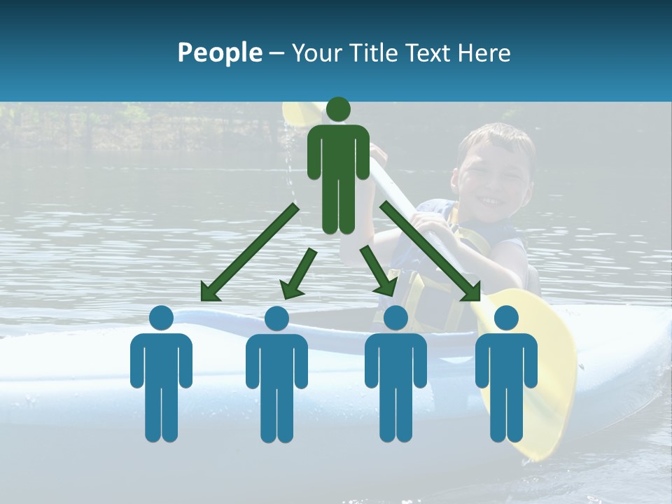 A Young Boy In A Blue Kayak With A Yellow Oar PowerPoint Template