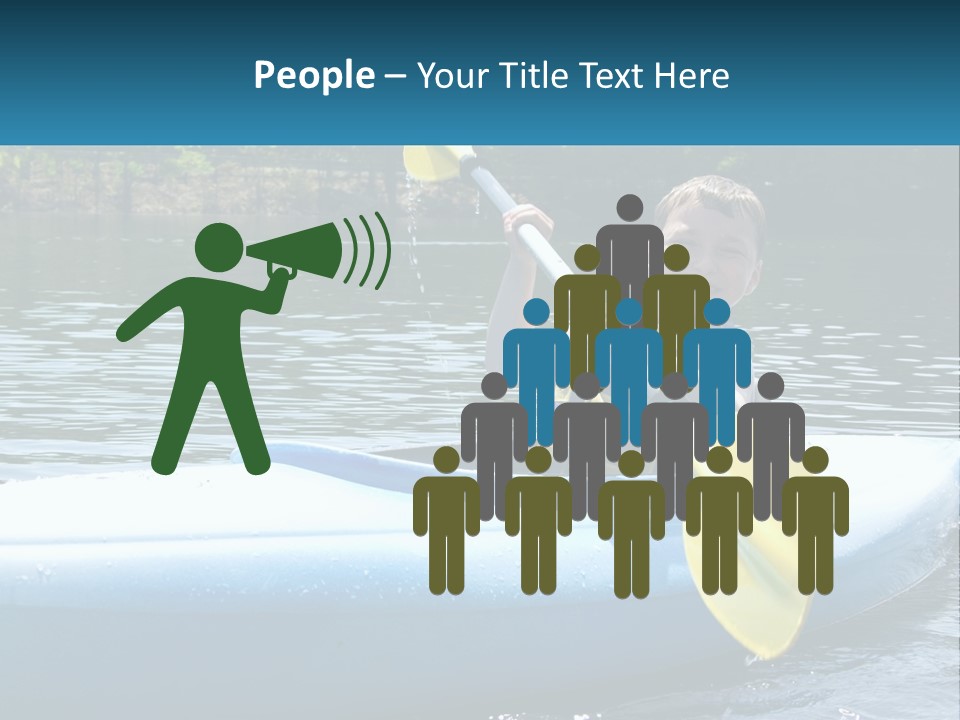 A Young Boy In A Blue Kayak With A Yellow Oar PowerPoint Template