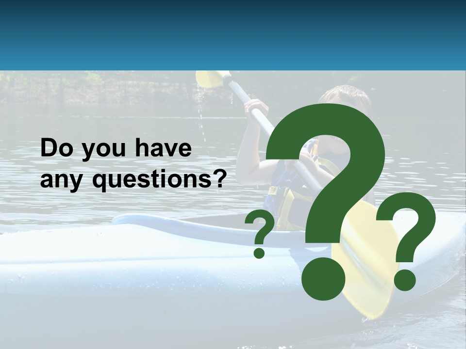 A Young Boy In A Blue Kayak With A Yellow Oar PowerPoint Template