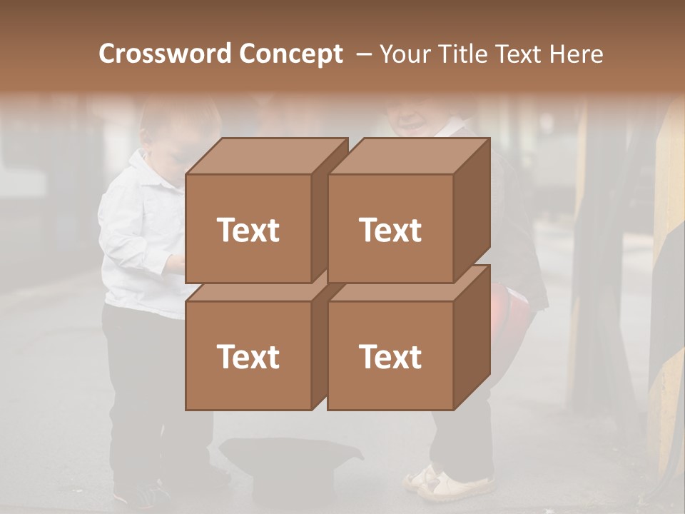 Two Young Boys Standing Next To Each Other Near A Train PowerPoint Template