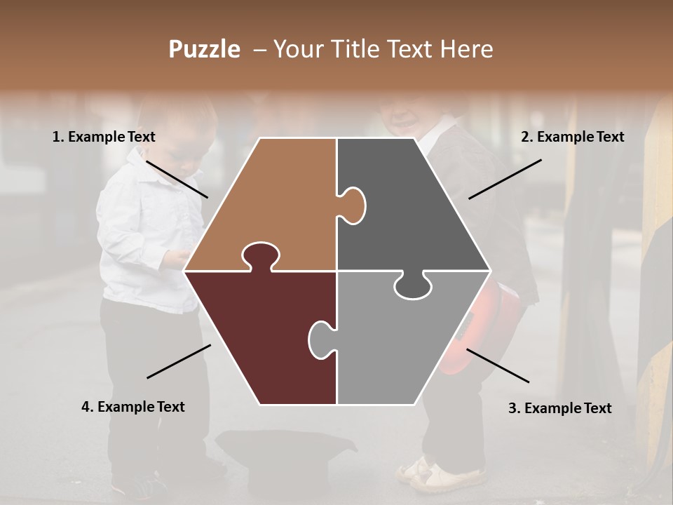 Two Young Boys Standing Next To Each Other Near A Train PowerPoint Template