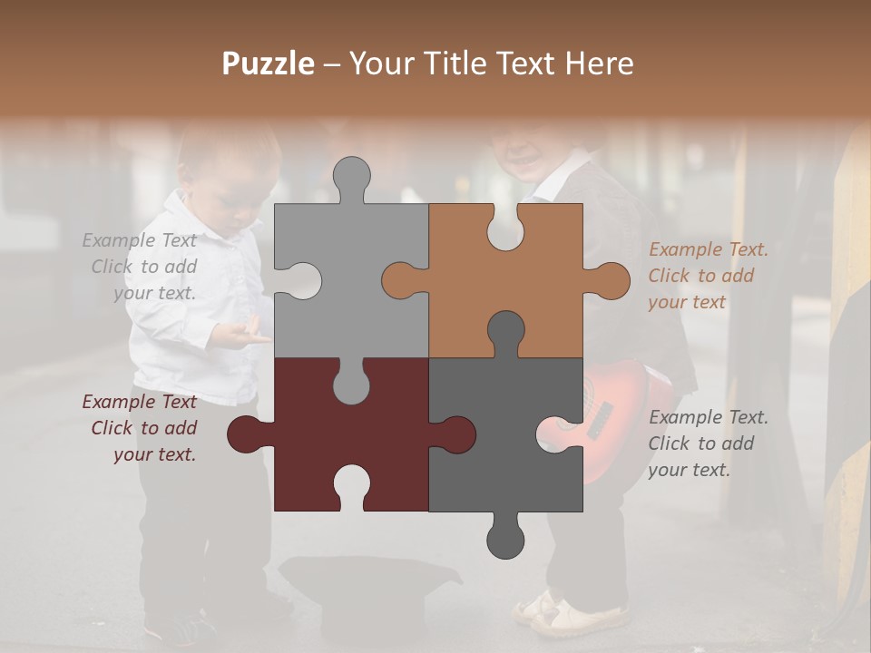 Two Young Boys Standing Next To Each Other Near A Train PowerPoint Template