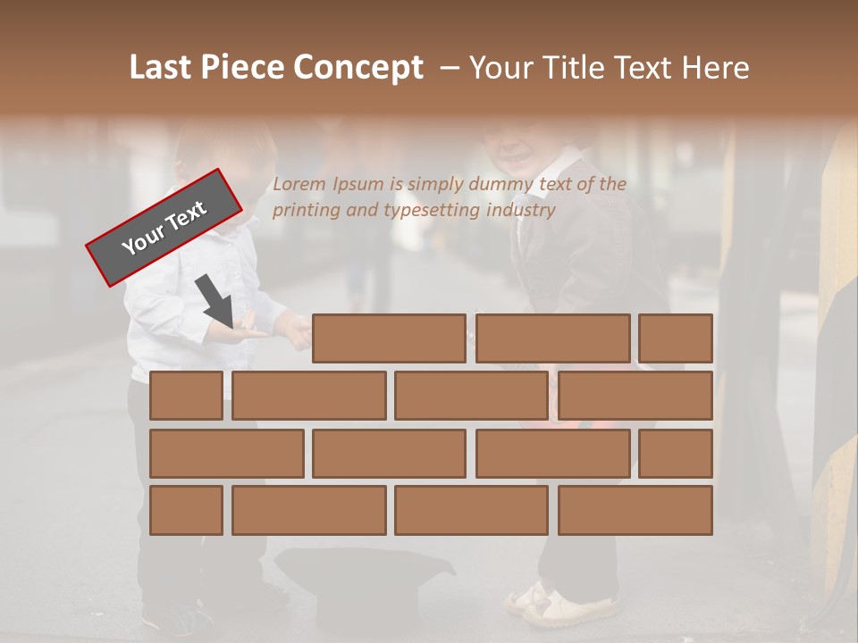 Two Young Boys Standing Next To Each Other Near A Train PowerPoint Template