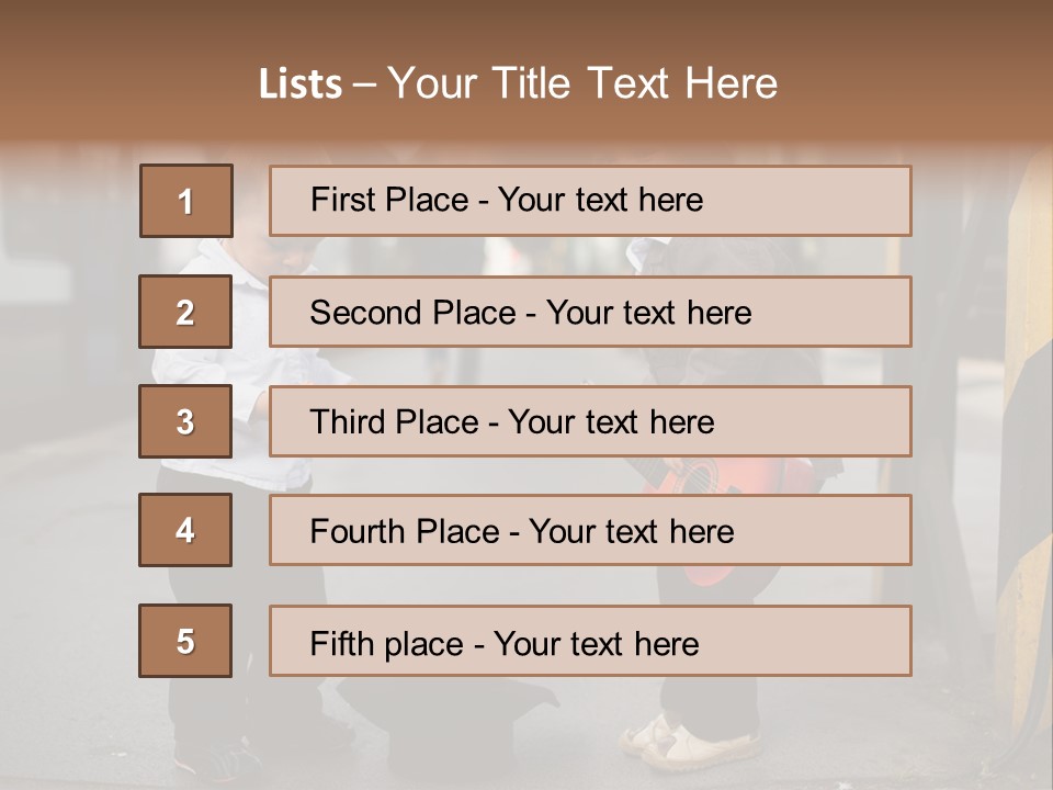 Two Young Boys Standing Next To Each Other Near A Train PowerPoint Template
