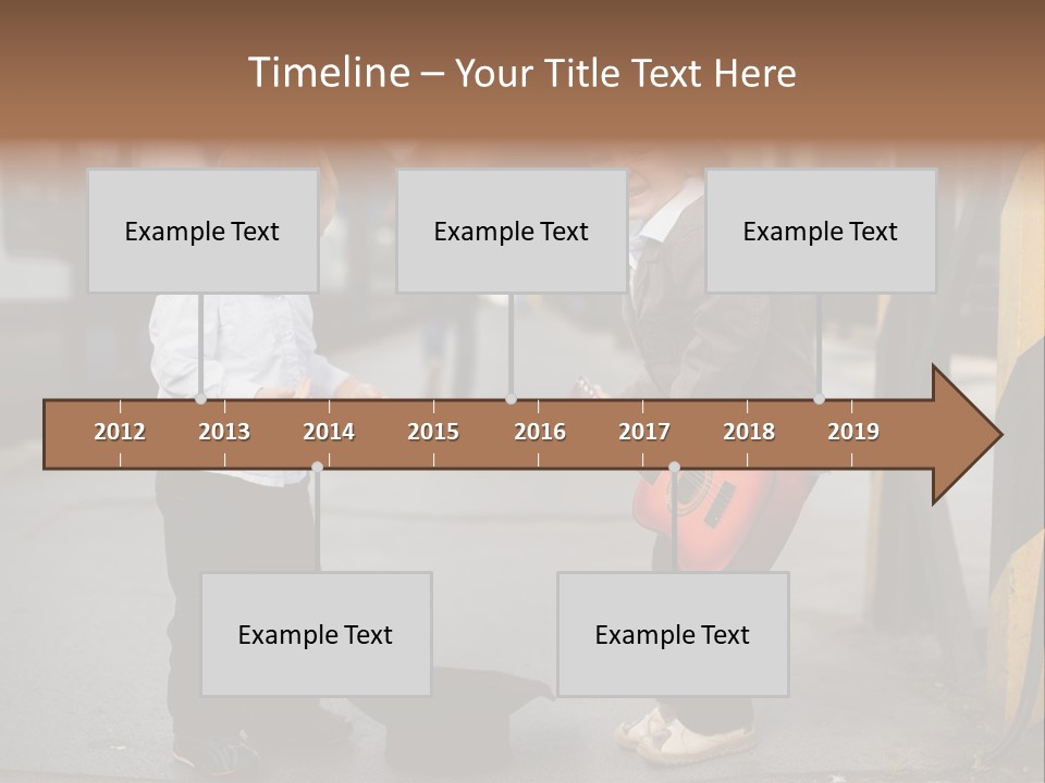 Two Young Boys Standing Next To Each Other Near A Train PowerPoint Template