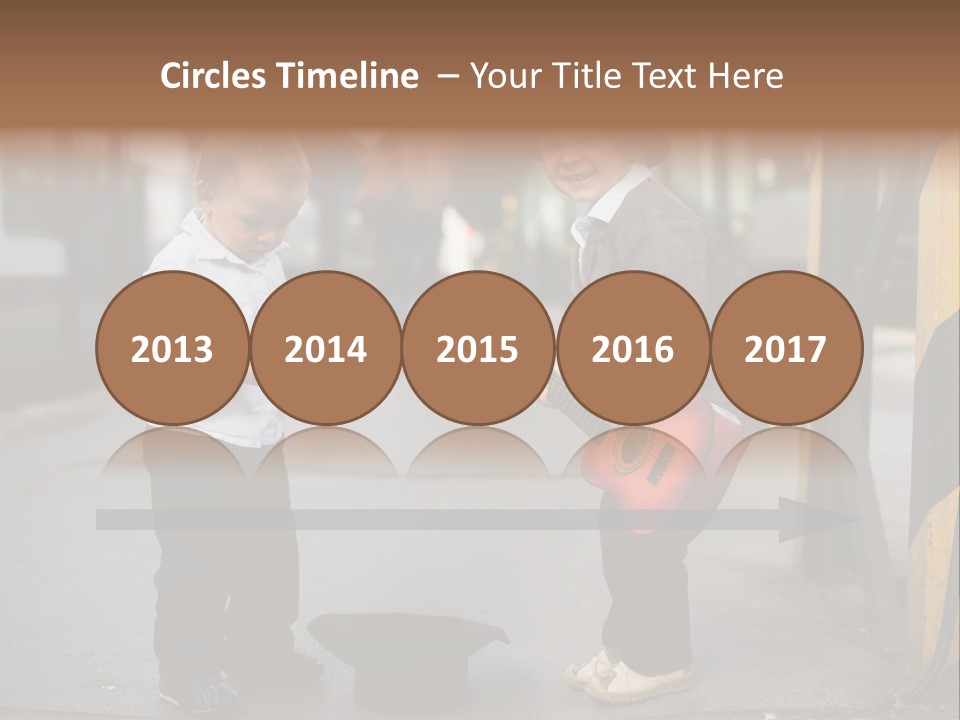 Two Young Boys Standing Next To Each Other Near A Train PowerPoint Template