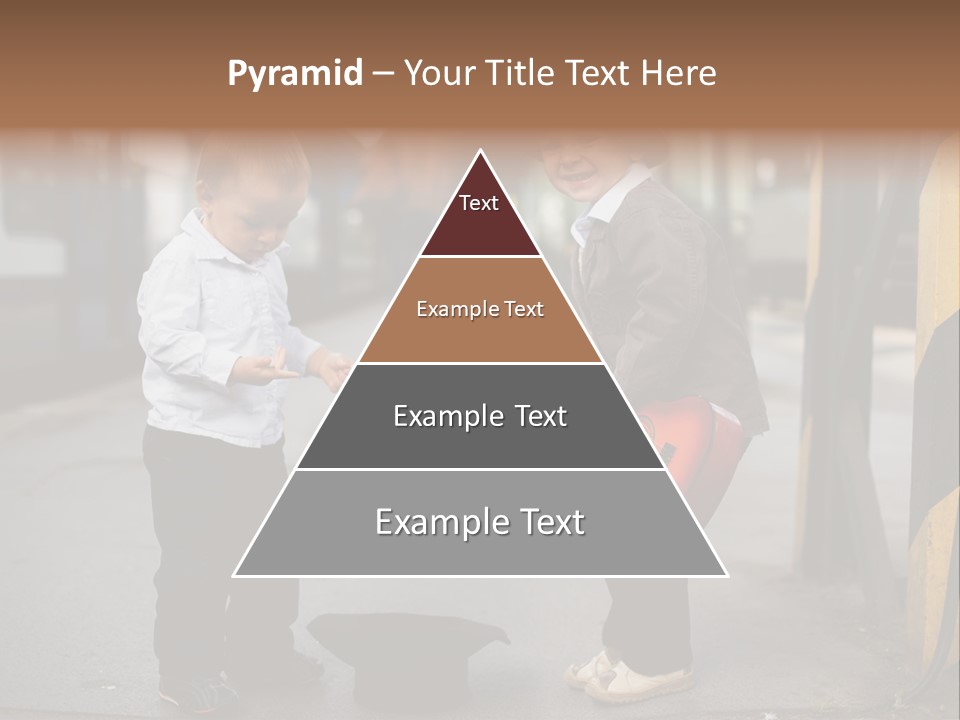 Two Young Boys Standing Next To Each Other Near A Train PowerPoint Template