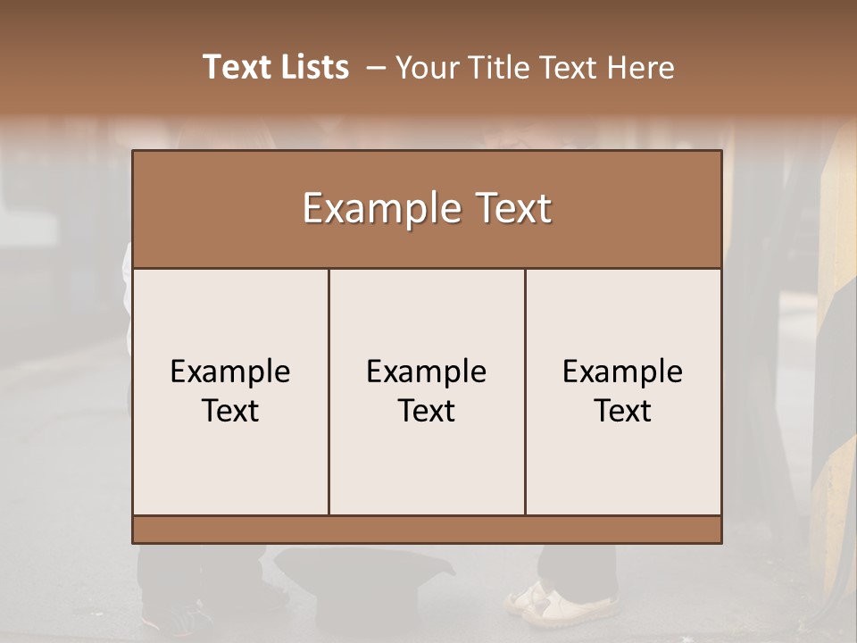 Two Young Boys Standing Next To Each Other Near A Train PowerPoint Template