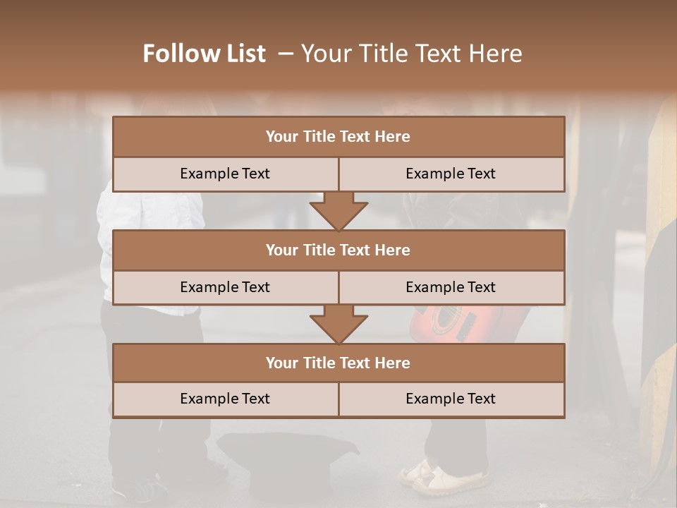 Two Young Boys Standing Next To Each Other Near A Train PowerPoint Template