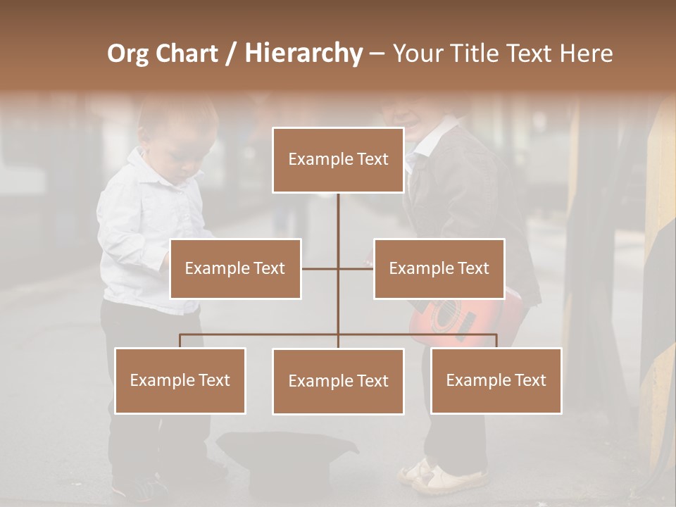 Two Young Boys Standing Next To Each Other Near A Train PowerPoint Template