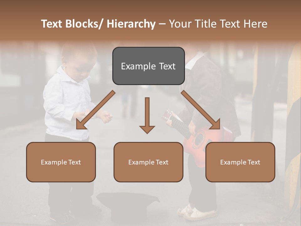 Two Young Boys Standing Next To Each Other Near A Train PowerPoint Template