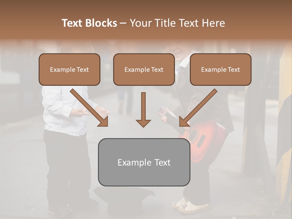 Two Young Boys Standing Next To Each Other Near A Train PowerPoint Template