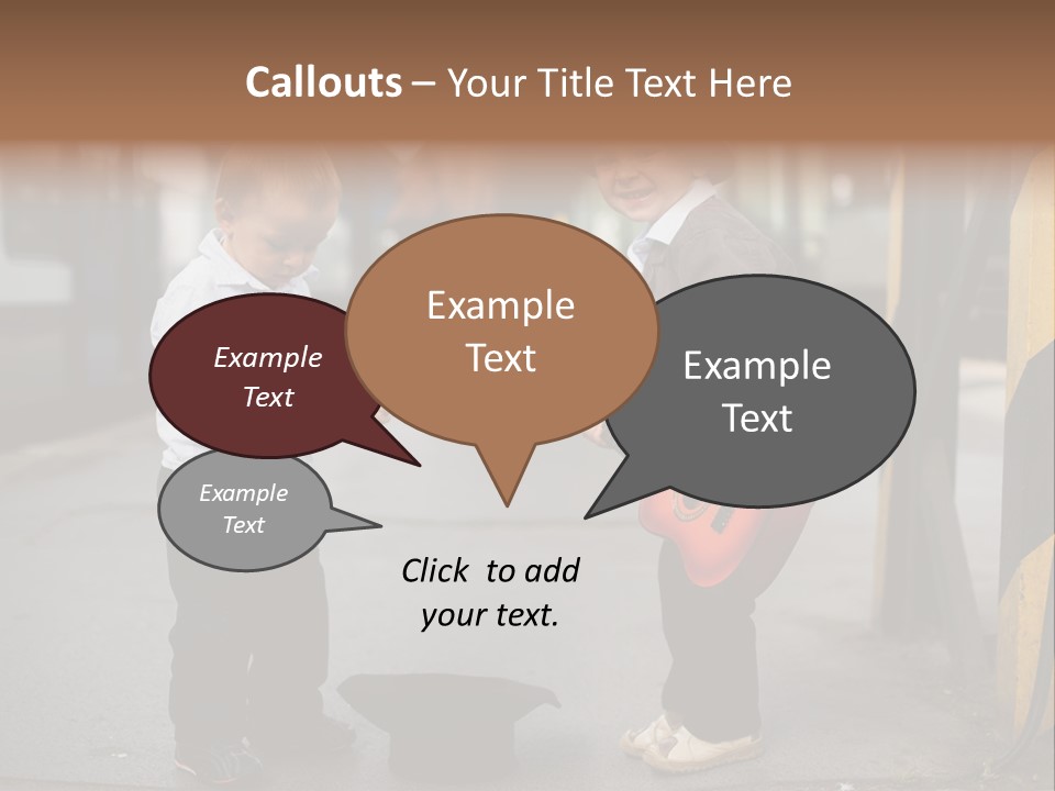 Two Young Boys Standing Next To Each Other Near A Train PowerPoint Template