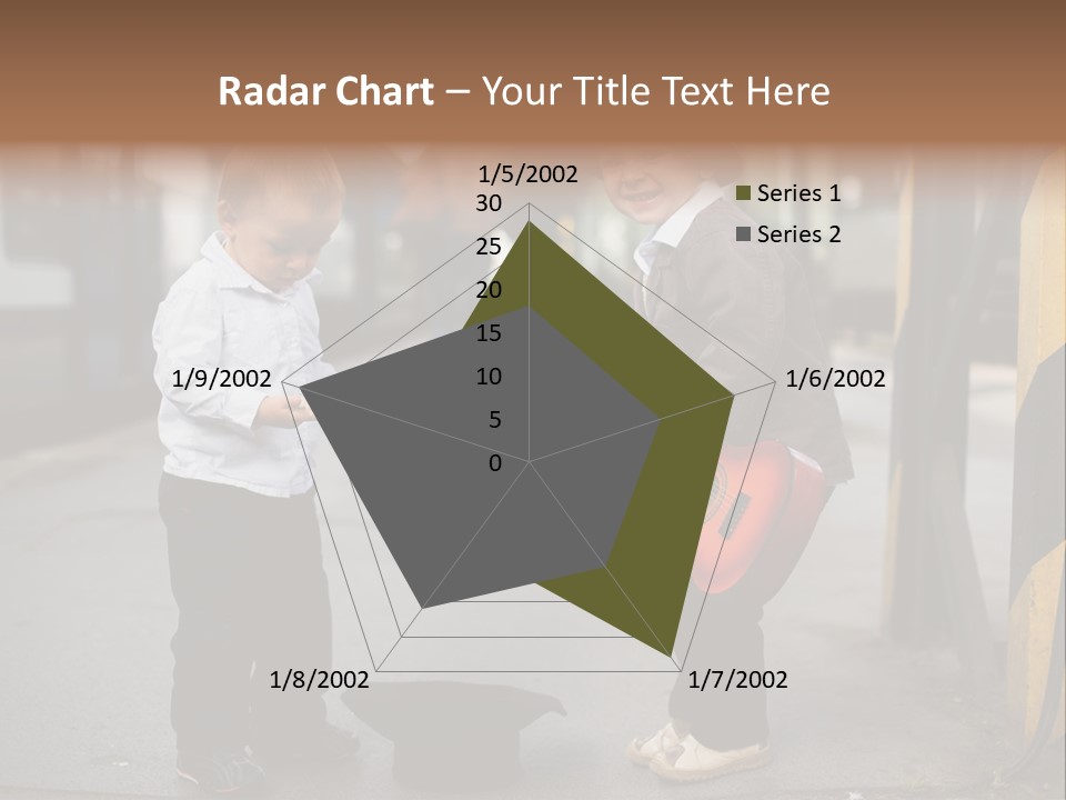 Two Young Boys Standing Next To Each Other Near A Train PowerPoint Template