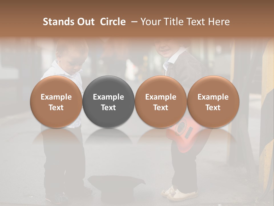 Two Young Boys Standing Next To Each Other Near A Train PowerPoint Template