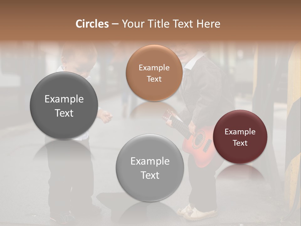 Two Young Boys Standing Next To Each Other Near A Train PowerPoint Template