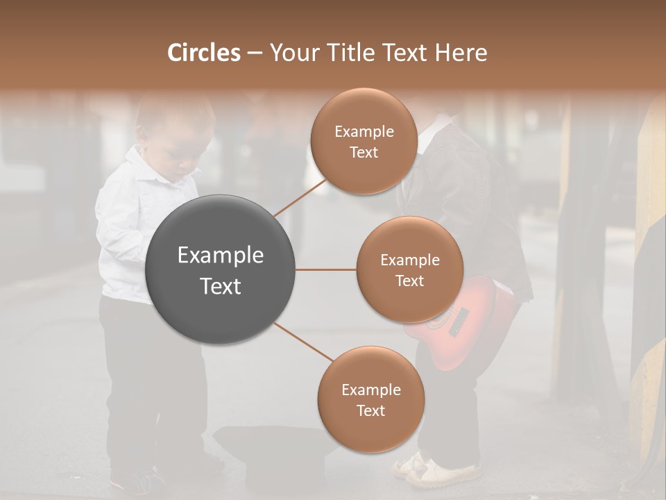 Two Young Boys Standing Next To Each Other Near A Train PowerPoint Template