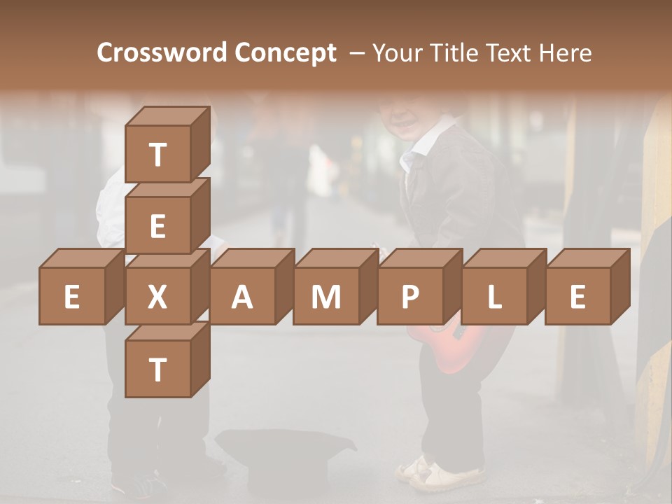 Two Young Boys Standing Next To Each Other Near A Train PowerPoint Template