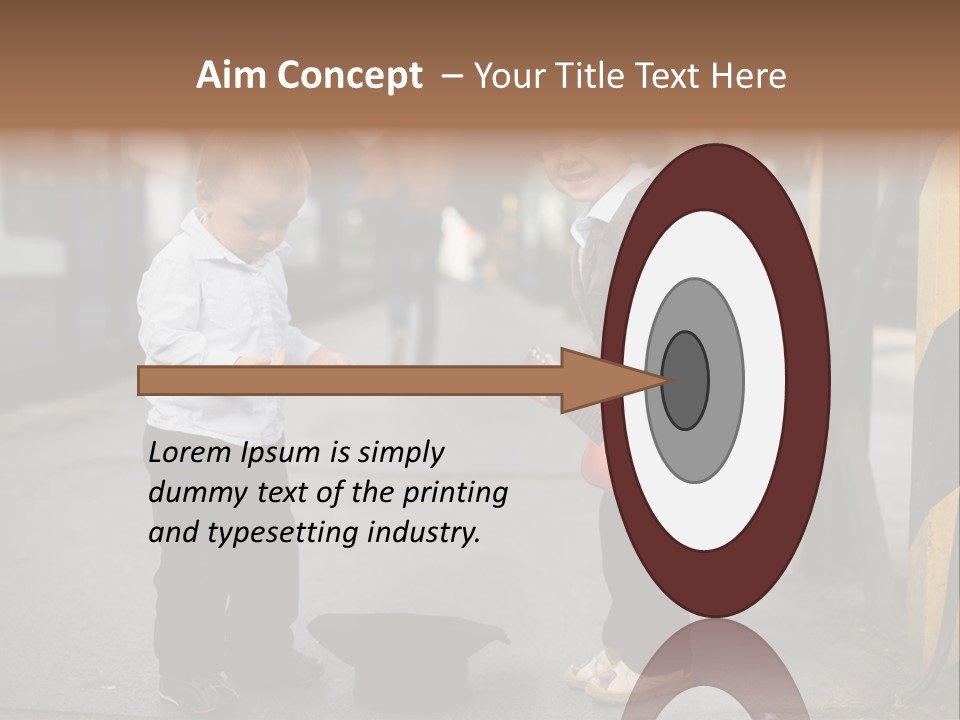 Two Young Boys Standing Next To Each Other Near A Train PowerPoint Template