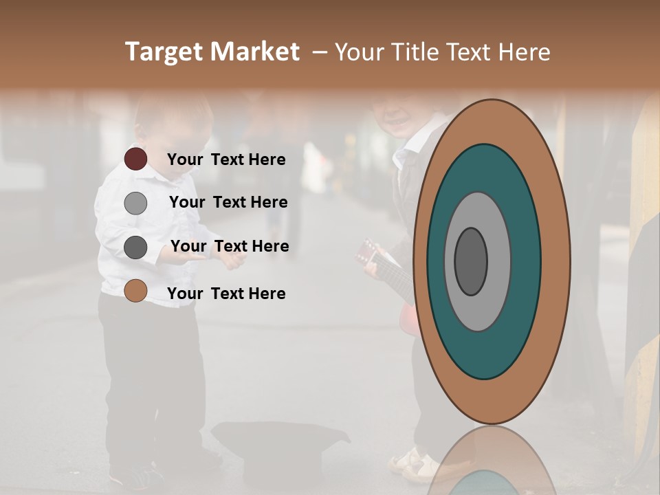 Two Young Boys Standing Next To Each Other Near A Train PowerPoint Template