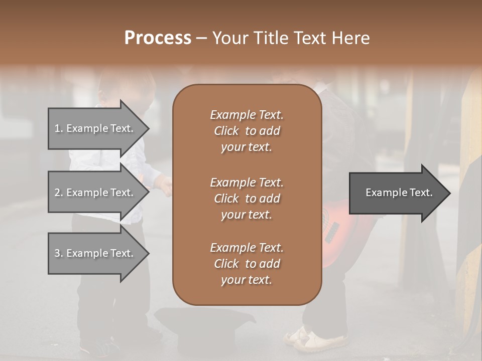 Two Young Boys Standing Next To Each Other Near A Train PowerPoint Template