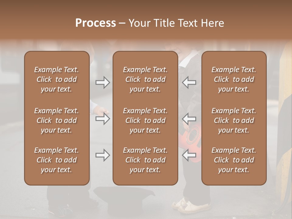 Two Young Boys Standing Next To Each Other Near A Train PowerPoint Template