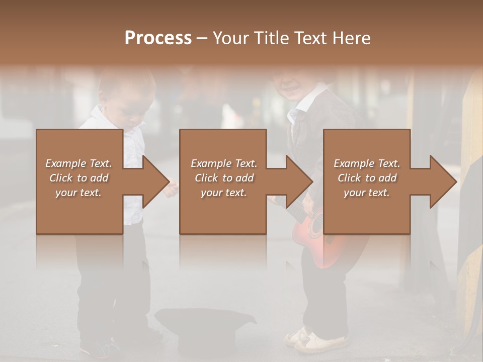 Two Young Boys Standing Next To Each Other Near A Train PowerPoint Template