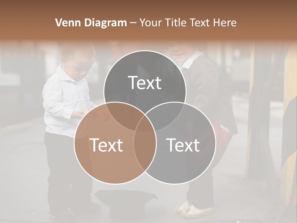 Two Young Boys Standing Next To Each Other Near A Train PowerPoint Template