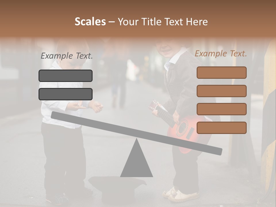 Two Young Boys Standing Next To Each Other Near A Train PowerPoint Template