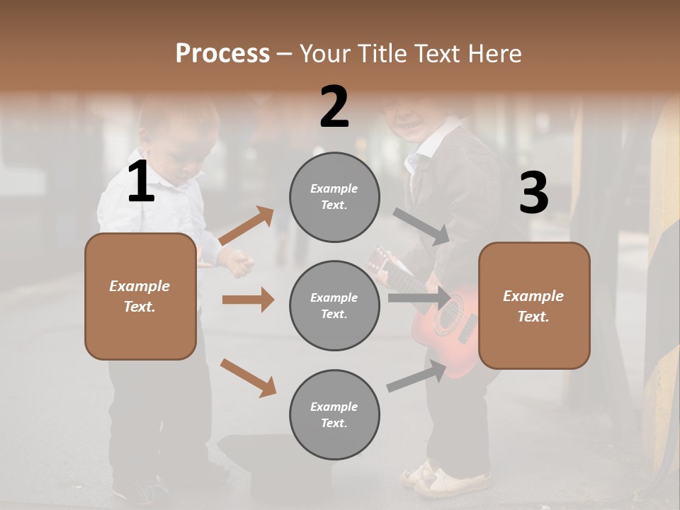 Two Young Boys Standing Next To Each Other Near A Train PowerPoint Template