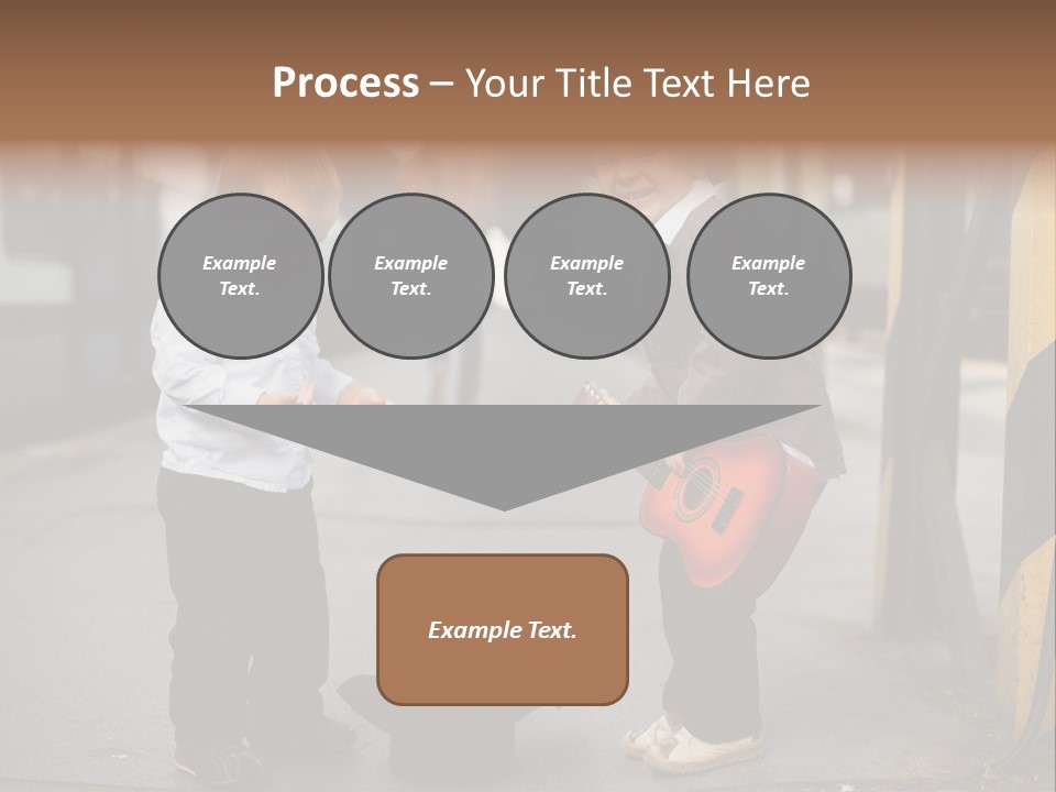 Two Young Boys Standing Next To Each Other Near A Train PowerPoint Template