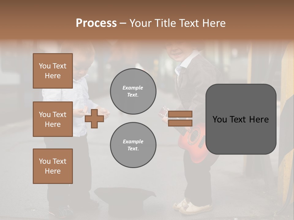 Two Young Boys Standing Next To Each Other Near A Train PowerPoint Template