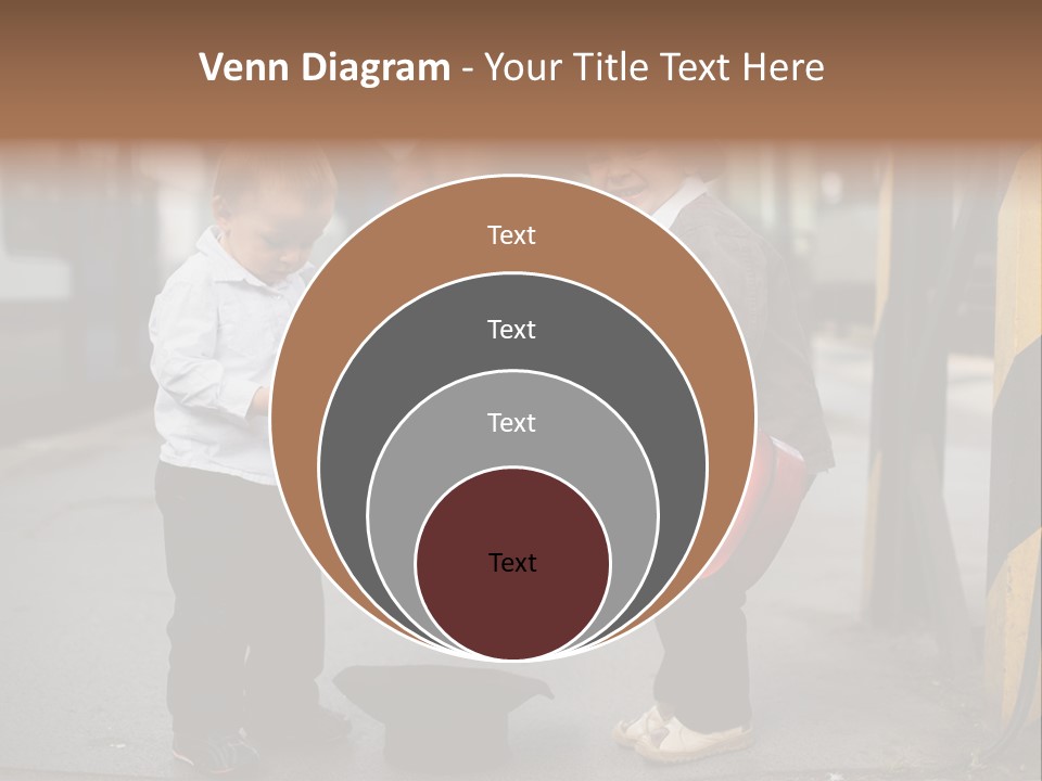 Two Young Boys Standing Next To Each Other Near A Train PowerPoint Template