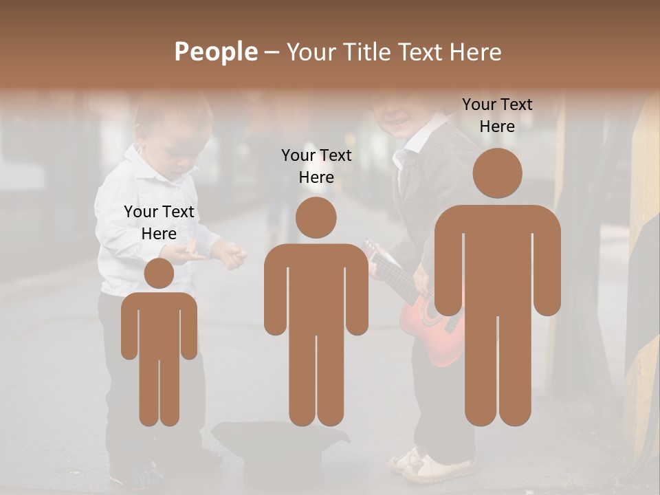 Two Young Boys Standing Next To Each Other Near A Train PowerPoint Template