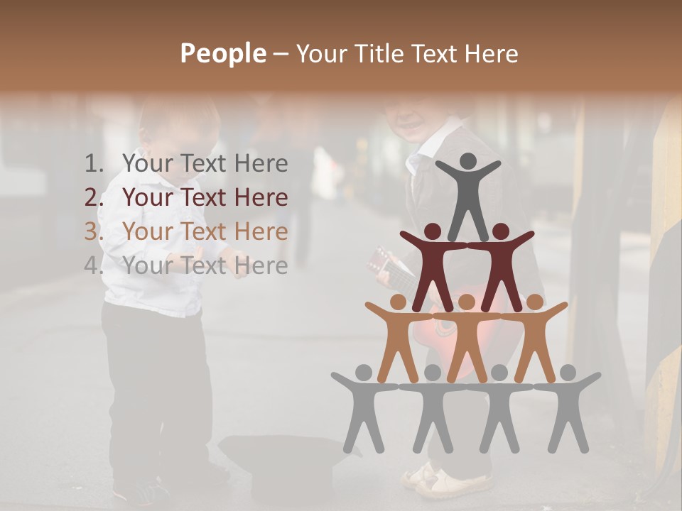 Two Young Boys Standing Next To Each Other Near A Train PowerPoint Template